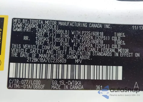 2014 Lexus Rx 350 from USA, damaged, VIN 2T2BK1BA7EC235809